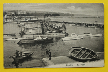 Ansichtskarte AK Genf / La Rade / 1914 / Hafen – Dredge – Schwimmbagger – Boote – Schiffe